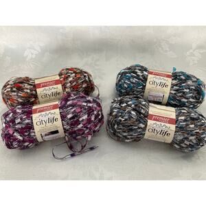 Lot of 4 Premier Yarns City Life Skein Fall Life Orchid Mystery City Rain Feline